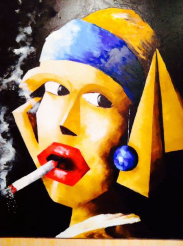 La jeune fille geometrik a la cigarette